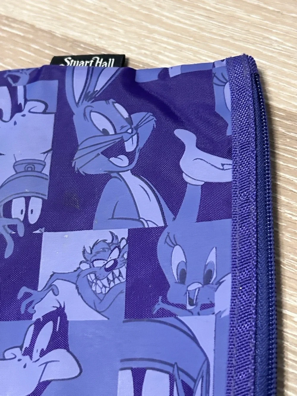 1999 Stuart Hall Looney Tunes Purple Zippered Notebook Binder Pencil Pouch